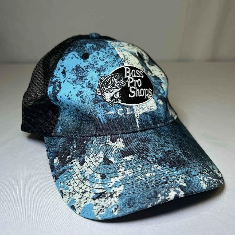 Bass Pro Shops Ocean Digital Camo Water Adjustable Strapback OSFM Hat‎ Cap Blue